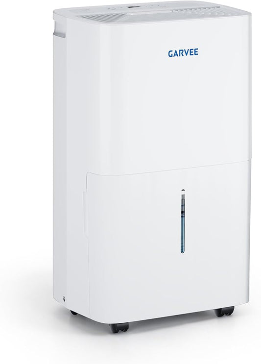 Garvee 50 Pint Dehumidifier for up to 5,500 Sq Ft, with Reusable Air Filter 2.4 Gallon Water Tank, Compact for Home, Basement, Large Sized Rooms, Bathroom