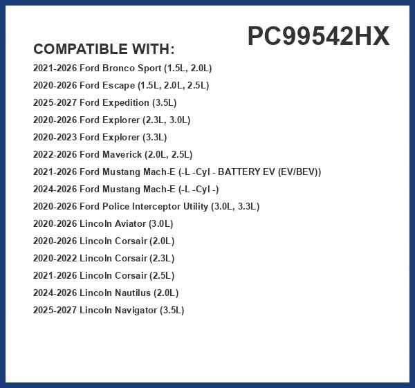 PureFlow HEPA Cabin Air Filter PC99542HX | Fits 2020-2025 Ford Explorer, Escape, 2021-2025 Bronco Sport, 2022-2025 Maverick, 2021-2025 Mustang Mach-E, 2020-2025 Police Interceptor Utility