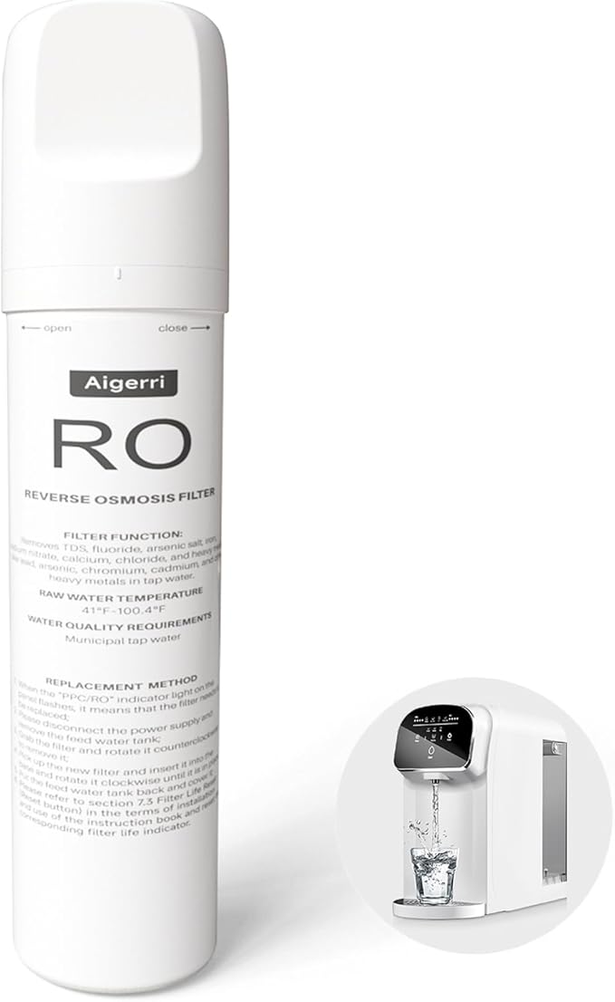 Aigerri RO Filter Replacement Cartridge – Quick Twist-In Design, No Tools Needed, 120-210 Day Lifespan, Compatible with Countertop RO Water Filtration System, Model Number: TJYJ001