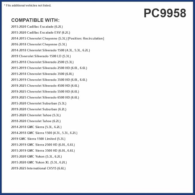 PG Cabin Air Filter PC9958 | Fits 2019-2024 Chevrolet Silverado 6500 HD, Silverado 5500 HD, Silverado 4500 HD, 2019-2024 International CV515, Recirculation