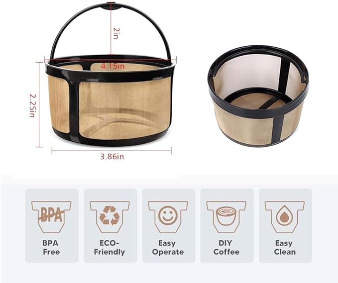 Reusable 8-12 Cup Basket Coffee Filter for K eurigKDuo Essentials and KDuo Brewers Machine, Replaces Disposable Coffee Paper Filters, BPA Free,2 Pack Refillable Coffee Filter