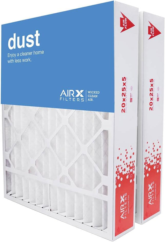 AIRx Filters 20x25x5 Furnace Filter MERV 8 HVAC AC Air Filter, Replacement for Bryant Carrier FILXXCAR0020 CARF8250602, Easy Installation, Reduces Dust & Pollen, 2-Pack