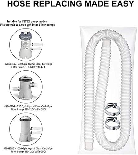 Pool Filter Replacement Hose for Intex Pools 1.25"Diameter,59"Long Filter Pump Hose,Compatible with Pump Model 607, 637、330 GPH, 530 GPH, and 1000 GPH.