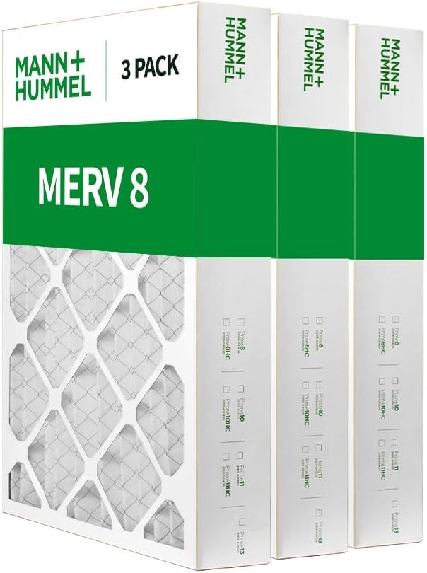 Mann+Hummel 16x25x4 MERV 8 Pleated HVAC AC Furnace Air Filters. 3 Pack. (Exact Size: 15.5 x 24.5 x 3.75 Inches)