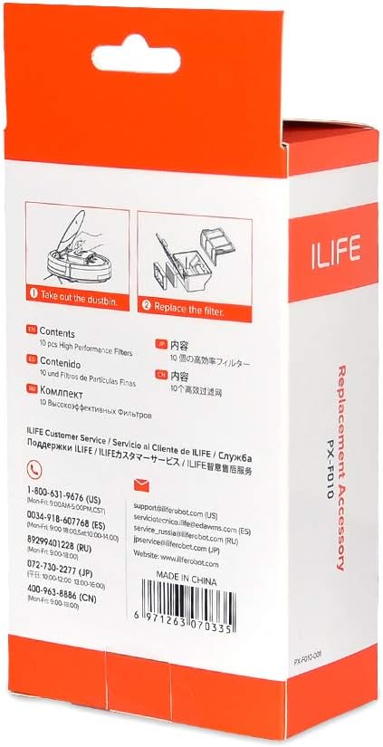 ILIFE Replacement Filters for V5s plus/V5s Max/V2/V3s pro (10 pcs), PX-F010