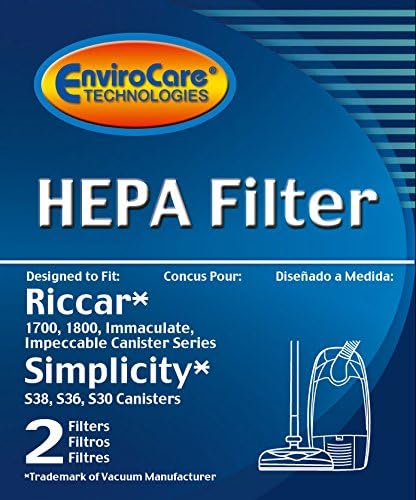 EnviroCare Replacement HEPA Vacuum Cleaner Filter Designed to Fit Riccar Immaculate & Impeccable RF17, 1800 + 1700. Simplicity S30, S36, S38 Canisters