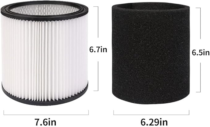 90304 Replacement HEPA Cartridge Filters with Lid, Compatible with Shop-Vac Shop Vac 90304, 90350, 90333, 903-04-00, 9030400, 90585 5 Gallon and Above Wet Dry Vacuum Cleaners, 2 Pack
