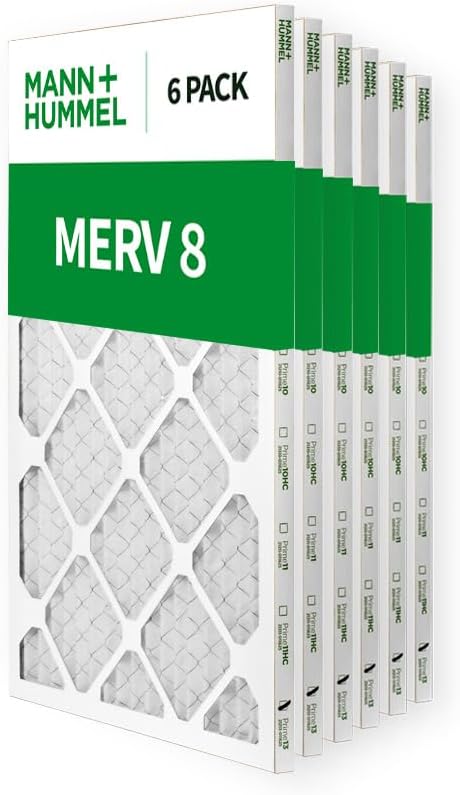 Mann+Hummel 16x25x1 MERV 8 Pleated HVAC AC Furnace Air Filters. 6 Pack. (Exact Size: 15.5 x 24.5 x 0.75 Inches)