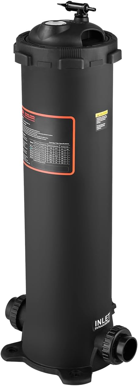 VEVOR 2026 Pro Pool Cartridge Filter System 100 Sq.Ft, Pool Filter for Inground & Above Ground Pools, Compatible W/Pumps 1/2HP~1HP | Up to 6142 GPH Max Flow, Pool Filters for Pools Up to 23775 Gallons