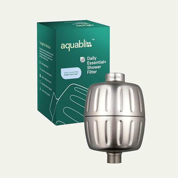 AquaBliss Heavy Duty Shower Filter – Latest Superior Advanced 30x Filtration - Universal Multi-Stage Shower Head Filter Reduces Chemicals, Chlorine & Odors - Brushed Nickel (SF500)