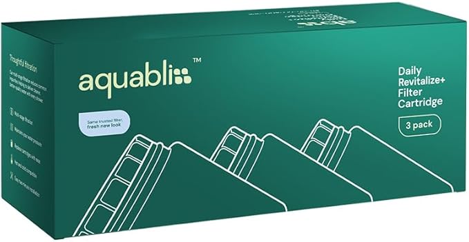 AquaBliss HD Revitalizing Shower Filter Replacement Cartridge For SF400 & SF500-2x Vitamin C + Minerals for Silky Hair, Glowing Skin, Strong Nails. 3-Pack (SFC400)