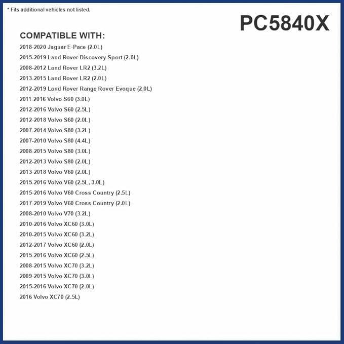 PureFlow Cabin Air Filter PC5840X | Fits 2012-2019 Land Rover Range Rover Evoque, 2012-2016 Volvo S60, 2015-2019 Land Rover Discovery Sport, 2010-2016 Volvo XC60, 2008-2015 XC70