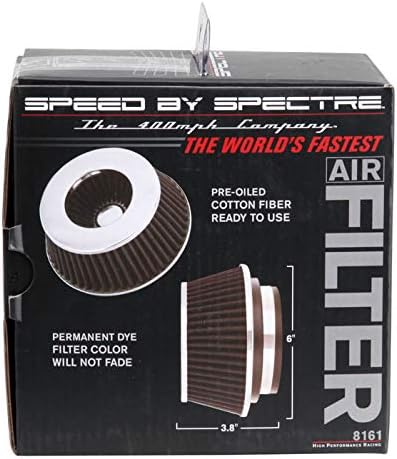 Spectre Universal Clamp-On Air Filter: High Performance, Washable Filter: Round Reverse Tapered; 3 in/3.5 in/4 in Flange ID; 2.625 in (67 mm) Height; 6 in (152 mm) Base; 4.75 in Top, SPE-8161, Black