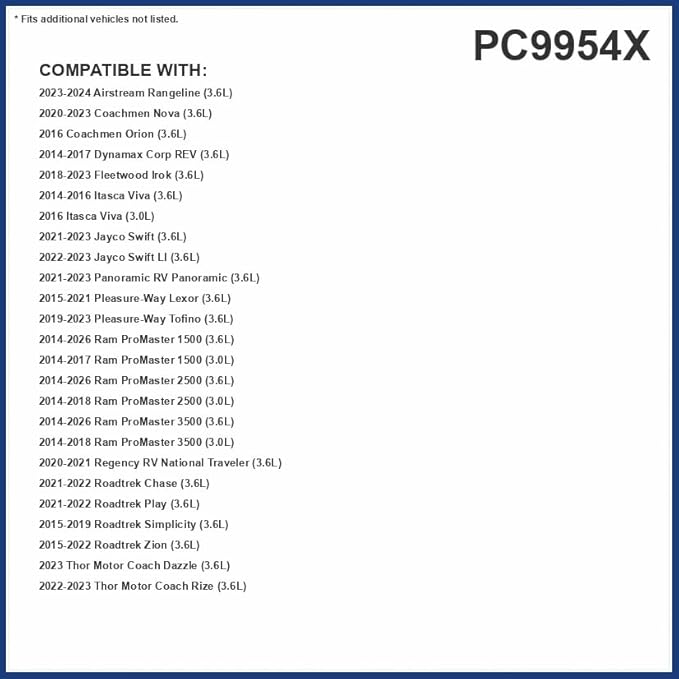 PureFlow Cabin Air Filter PC9954X | Fits 2014-2025 Ram ProMaster 2500, ProMaster 1500, ProMaster 3500, 2023-2024 Airstream Rangeline, 2024-2025 Ram ProMaster EV, 2016 Itasca Viva