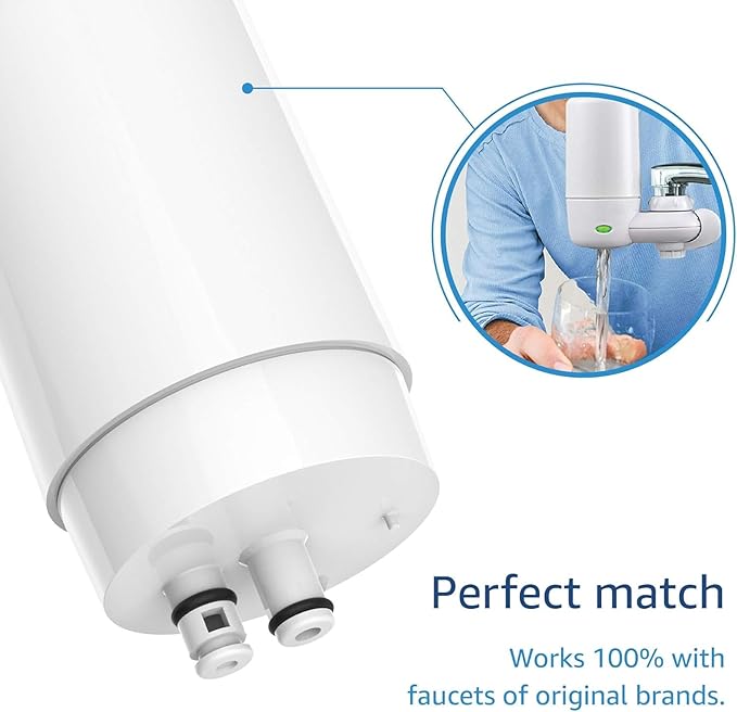 Waterdrop 7027W Faucet Water Filter, Replacement for Brita® Filter, 36311 On Tap Water Filtration System, Brita® Replacement Filters, 4-Months or 100 Gallons, White, 3 Pack