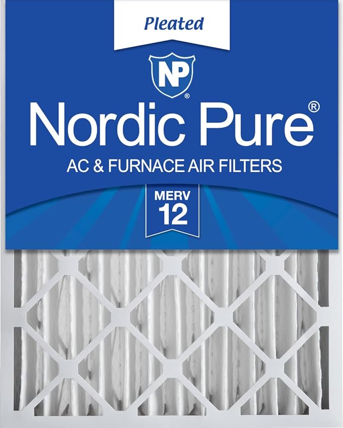 Nordic Pure 20x24x4 (Actual Size: 19 3/8 x 23 3/8 x 3 5/8) Pleated MERV 12 Air Filter 1 Pack