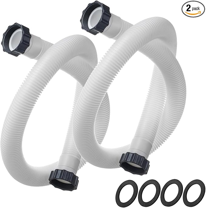 1.5" Pool Pump Hose for Intex Sand Filter Pumps & Saltwater Systems, 29060E Pool Filter Hose for Intex & Coleman Above Ground Pools Parts- 59" Long replacement hoses (Set of 2)