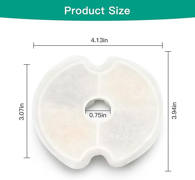 Cat Water Fountain Filters, 8 Packs Replacement Carbon Filters for Automatic Pet Fountain, Stainless Steel Cat Water Fountain
