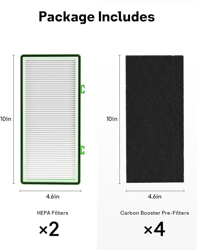 Leemone Aer1 Filter Replacement for Holmes Air Purifiers, 2 True HEPA Filters + 4 Carbon Booster Filters, HAPF30AT