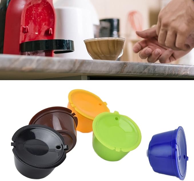 Reusable Coffee Pod Refillable Coffee Capsule 5Pcs Set with Spoon for Machines BPA Free ABS Stainless Steel Filter 50ml Capacity