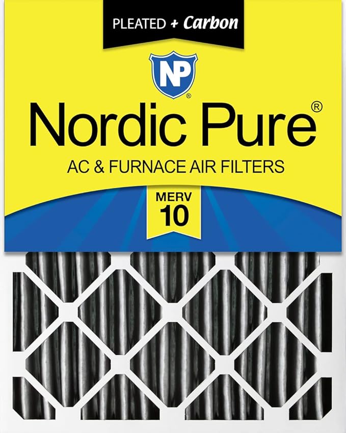 Nordic Pure 20x24x4 (Actual Size: 19 3/8 x 23 3/8 x 3 5/8) Furnace Air Filters MERV 10 Plus Carbon 1 Pack