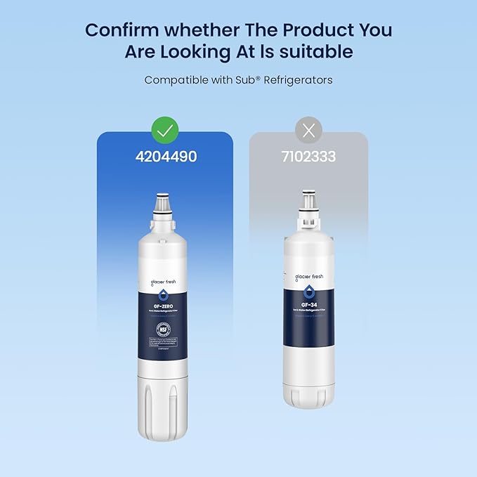 GLACIER FRESH Replacement for 4204490 Water Filter and 7007067 Air Purification Cartridge Combo Pack, Compatible with Sub-Zero 4204490, 4290510 Water Filter, 7042798/7007067 Air Filter(2+1)