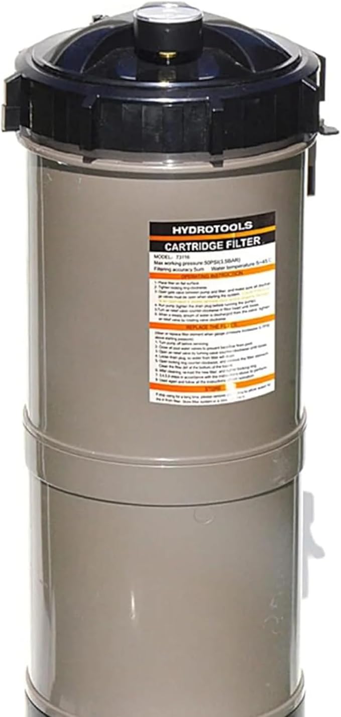 HYDROTOOLS BY SWIMLINE Extra-Flo Cartridge Pool Filter Tank & Element ONLY for Above Ground Pools | 40 SQ FT | for Pools Up to 19000 Gallons | Energy Efficient | Non-Corrosive Materials