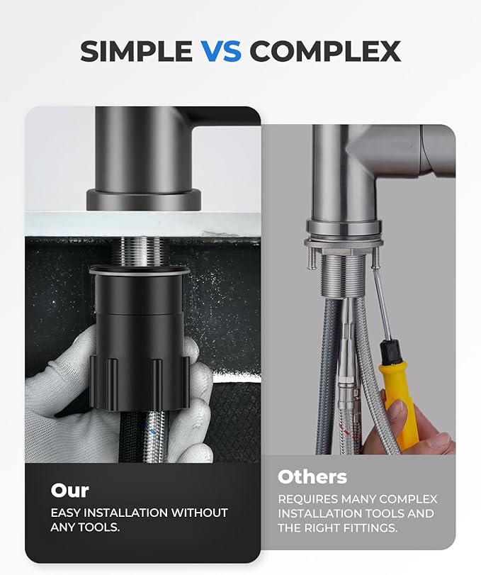 WEWE Kitchen Faucets with Pull Down Sprayer, Stainless Steel Single Handle 1 Hole for Family Kitchen Commercial Camper Laundry Rv Bar, Matte Gray
