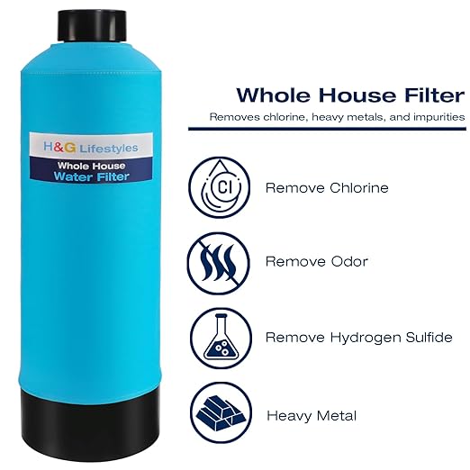 H&G Lifestyles Whole House Water Filter System, NSF Certified KDF Water Filtration System for Well Water & City Water,Silver-Enhanced, Remove Chlorine Heavy Metal Odor, Improve Water Taste, 700,000Gl