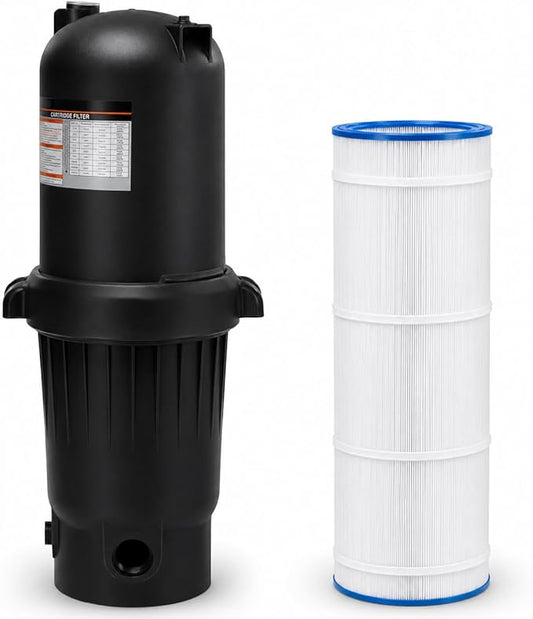XtremepowerUS 200 sq/ft Pool Cartridge Filter for In-Ground Swimming Pool and Spa Pool Filter System for Pools Up to 72,000 Gallons, Black