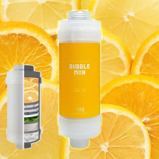 BUBBLEMON Vitamin Shower Filter (Lovely Lemon) Vitamin C Shower Filter Skin Moisturizing Skin Dry Protection Aroma Therapy Made in Korea