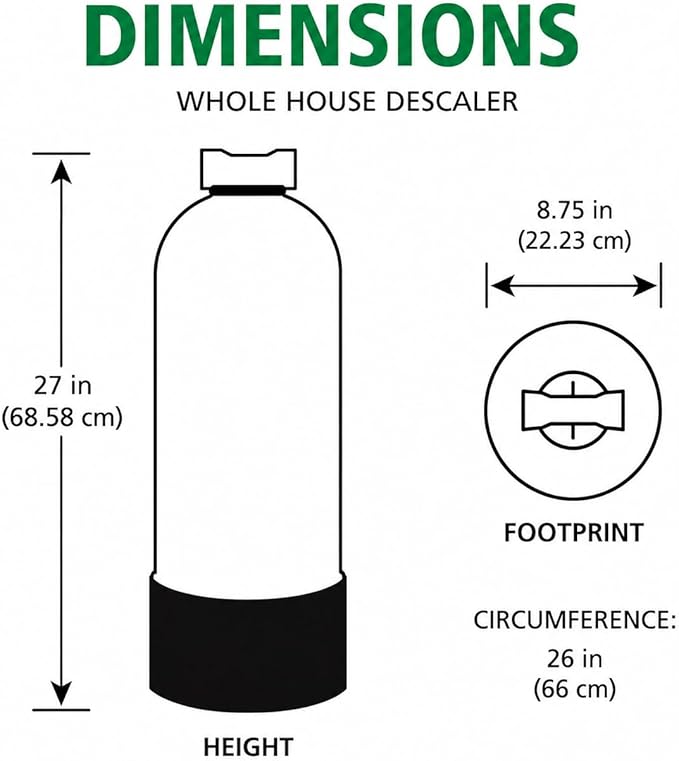 AO Smith Whole House Salt Free Descaler System - Works with City & Well Water Filters - 6yr, 600,000 Gl - Water Softener Alternative for Home - AO-WH-DSCLR