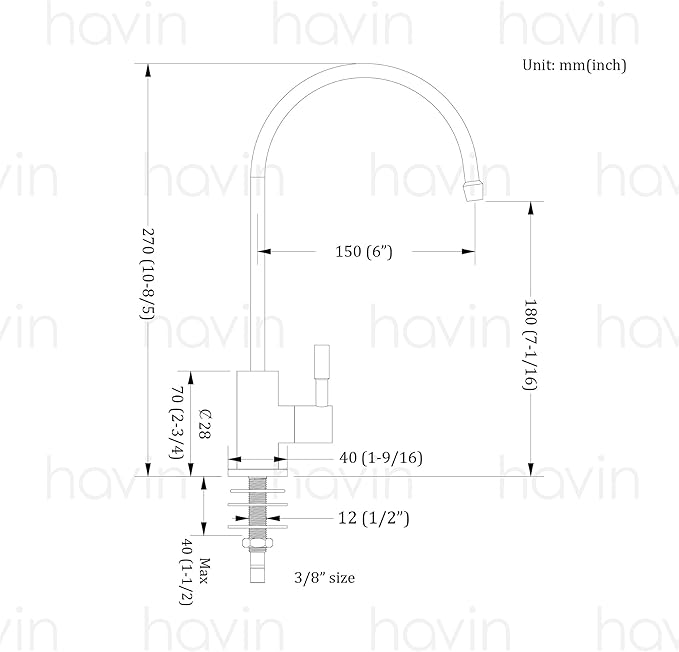 Havin Black Bar Sink Faucet, RO Water Filter Faucet,Drinking Water Faucet fits Most Water Filtration System, Kitchen Reverse Osmosis Faucet, Stainless Steel Filter Tap, Beverage Faucet for Bar Sink