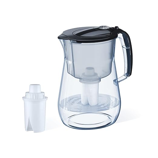 AQUAPHOR 12 Cup Opal Water Filter Pitcher with 1 x B15 Filter | Reduces Chlorine & Heavy Metals | Fast Flow Water Filtration | BPA-Free & Dishwasher Safe | Improved & Filtered Water | Black