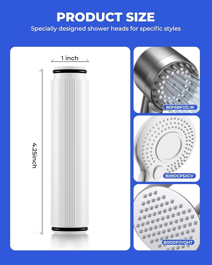 4 Pack Shower Head Filter Replacement Compatible with Felso Handheld Shower Head, Hard Water Softener Cartridge, Removes Chlorine and Heavy metals to Improve Skin & Hair