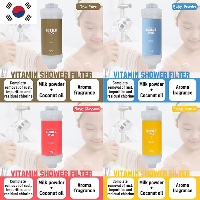 BUBBLEMON Shower Filter (Rose Blossom) Vitamin C Shower Filter Skin Moisturizing Protect Skin Dry Made in Korea