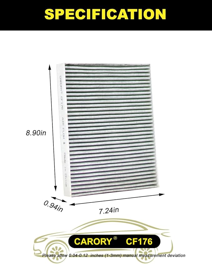CARORY Cabin Air Filter w/Activated Carbon for Ford Explorer 2011-2019, Flex 2009-2019, Taurus 2009-2019, Police Responder Hybrid 2019-2020, Lincoln MKS 2010-2016, MKT 2010-2019 and More