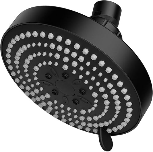 OFFO Shower Head, High Pressure Shower Head with 6 Mode, Fixed Showerheads for Strong Water Flow & Relaxing Shower Experience, Matte Black