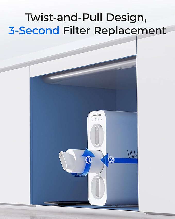 Waterdrop TSUF Ultra-Filtration Under Sink Water Filter, Replacement for Waterdrop TSU-W 3-Stage Ultra-Filtration Under Sink Water Filter System, 0.01 Micron, 4000 Gallons High Capacity, 1 Pack