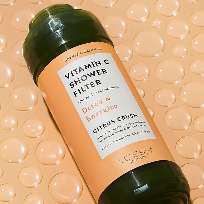 VOESH Vitamin C Shower Filter Duo, Citrus Crush, Shower Aromatherapy, Water Purifier, Water Softener, Vegan Probiotics, Spa Shower Head, Water Filter, Shower Self-Care
