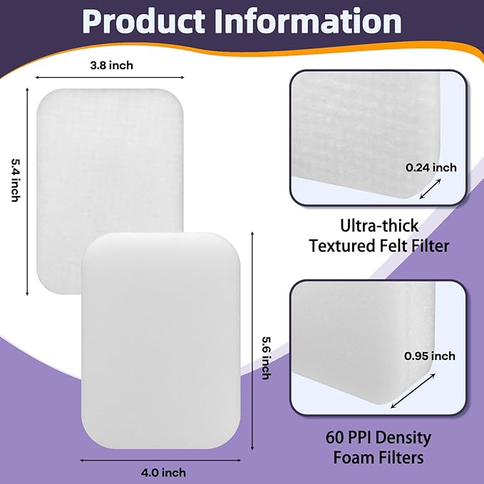 3 Pack ZU102 Foam Filter for Shark Pet ZU100, Pet Pro ZU60, ZU62, Pet Plus NV251, NV255, Swivel Pro NV150, NV151 Upright Vacuum Replacement Parts, Part 1238FT60 1239FT60