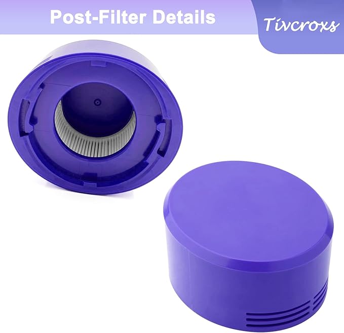 4 Pack V8 Vacuum Filters Replacement Kit Compatible with Dyson V7, V8 Animal and Absolute Vacuum, Compare to Part 965661-01 and 967478-01, 2 Pre-Filters, 2 Post-Filters