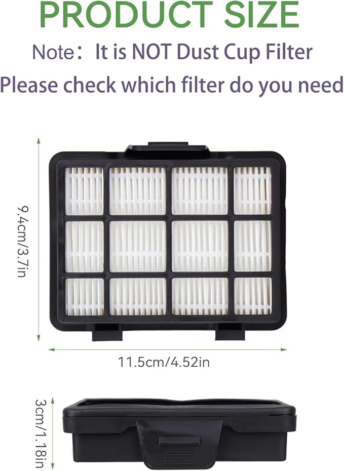 Replacement Filters Compatible with Eureka NEN180 NEN186BL Bagless Canister Vacuum Cleaner - 2 Pack Replacement Filters, 1 Cleaning Brush(It's Not Dust Cup Filters)