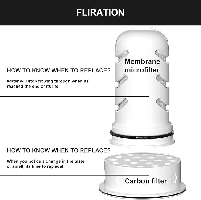 LifeSt Home Dispenser Filter - 2 Membrane Micro & 2 Activated Carbon, Compatible with Glass & Plastic Pitchers (18/7/10c)