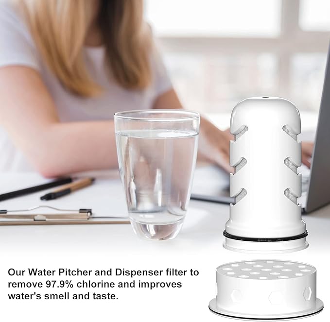 LifeSt Home Dispenser Filter - 2 Membrane Micro & 2 Activated Carbon, Compatible with Glass & Plastic Pitchers (18/7/10c)