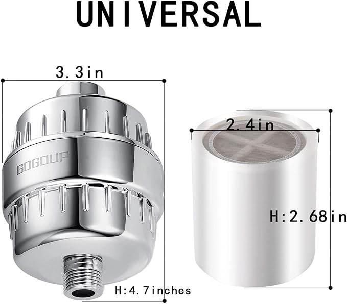 Universal Replacement Shower Filter Cartridge for Hard Water, 15-Stage Filter Cartridge-Reduces Chemicals Chlorine Transform Itching Eczema & Acne into Glowing Hair Nails & Skin Fast