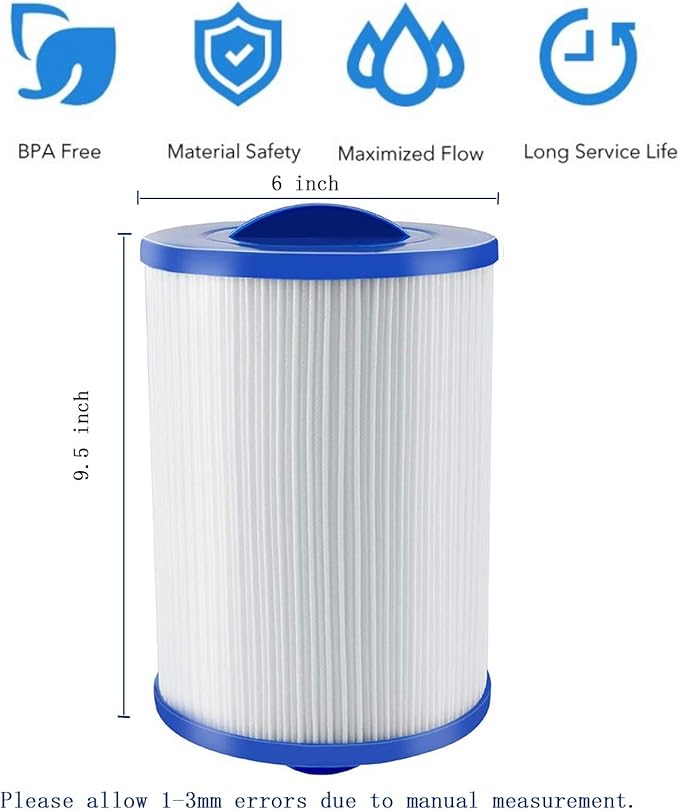 6CH-940 Spa Filter Cartridges for Spa Hot Tub, Filter Replacement Compatible for UNICEL 6CH-940 for FILBUR FC-0359 for PWW50P3, Screw in Filter Cartridges 2 Pcs