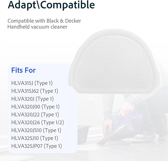 90640311 vacuum filter Fit for Black & Decker HLVA315J HLVA320J N575266 HLVA315J22 HLVA325J10 Replacement Parts（4PCS)