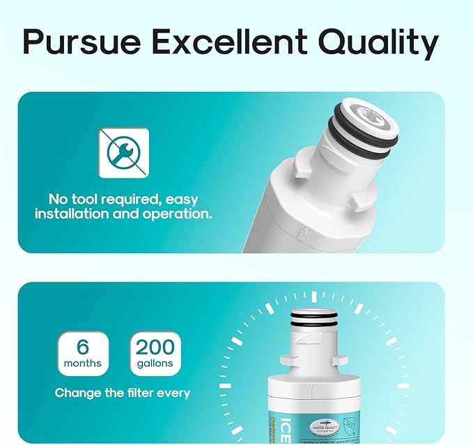 ICEPURE PRO ADQ74793501 NSF/ANSI 401 NSF/ANSI 42Certified Replacement LT1000P, Kenmore Elite 9980, ADQ747935 LT1000PC MDJ64844601 ADQ74793502 Refrigerator Water and LT120F Air Filter, 1Combo