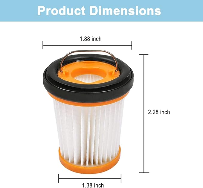 8 Pack WV201 Vacuum Filters Replacement for Shark Wandvac ION W1 S87 Cordless Handheld Vacuum WV200, WV201, WV205, WV220 Handheld Vacuum, 8 Pack Vacuum Filters, Compare to Part # XHFWV200